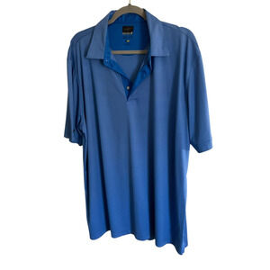 Greg Norman ML75 Blue Golf Polo Shirt Mens Medium Short Sleeve Moisture Wicking